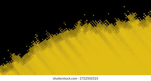 Textura Grunge Quadro Amarelo Geométrico Abstrato Com Design De Padrão De Meio-Tom Em Fundo Preto. vetor Eps 10