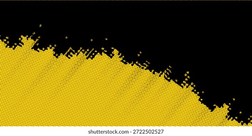 Textura Grunge Quadro Amarelo Geométrico Abstrato Com Design De Padrão De Meio-Tom Em Fundo Preto