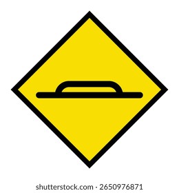 Abstract geometric yellow hump-ahead road traffic signal icon design 