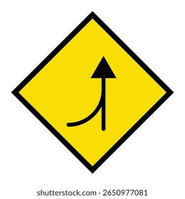Abstract geometric yellow left Merge Ahead Road traffic signal icon design 