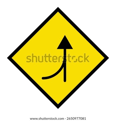 Abstract geometric yellow left Merge Ahead Road traffic signal icon design 