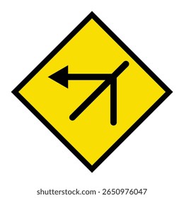 Abstract geometric yellow no left turn road traffic signal icon design 