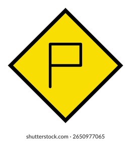 Abstract geometric yellow parking here road traffic signal icon design 