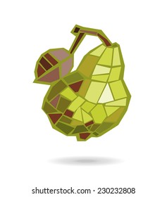 Abstract geometric yellow pear. Elegant vector illustration. Decorative stylized design element.