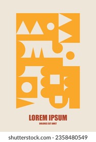 abstract geometric yellow retro poster with text