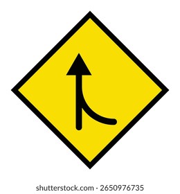 Abstract geometric yellow right Merge Ahead Road traffic signal icon design 