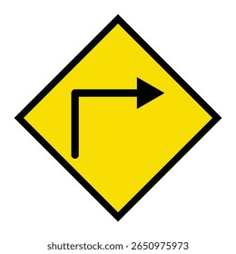 Abstract geometric yellow right-turn road traffic signal icon design 