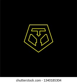 abstract geometric yellow shield lines Y logo letter design concept