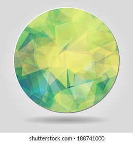 Abstract geometric yellow spherical shape from triangular faces for graphic design