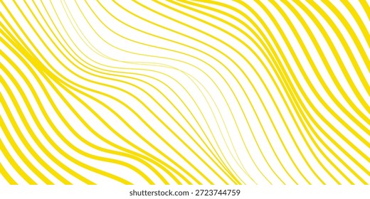 Modelo geométrico abstracto de la línea de onda delgada a gruesa del amarillo. Vector de diseño moderno