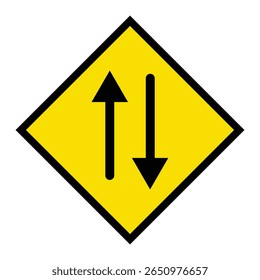 Abstract geometric yellow two-way traffic road signal icon design 