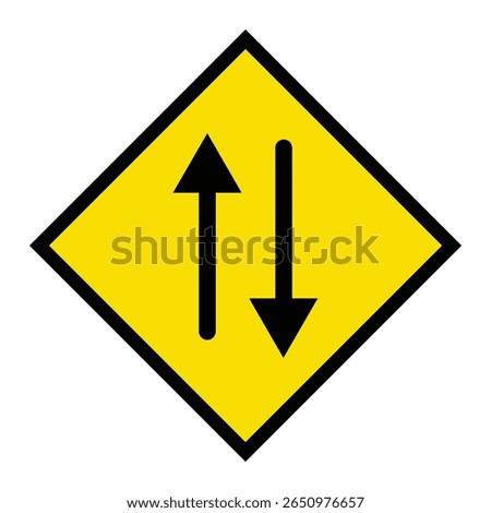 Abstract geometric yellow two-way traffic road signal icon design 
