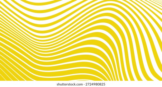 Padrão de linha ondulada amarela geométrica abstrata com linhas finas a grossas. vetor