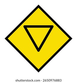 Abstract geometric yellow Yield Ahead Road traffic signal icon design 