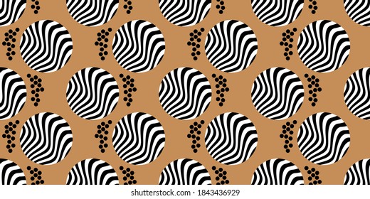 Resumen del patrón de cebra geométrica sobre fondo marrón.Diseño vectorial para impresiones y fondos de moda.

