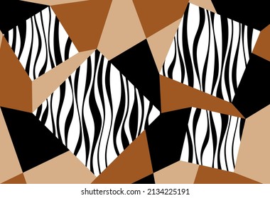 Abstract geometric with zebra pattern. Vector Illustration.