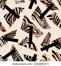 Abstract geometric zebra pattern. Vector Illustration