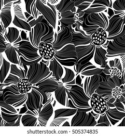 Abstract geometric zen tangle Fantasy floral seamless pattern for background or wrapping paper