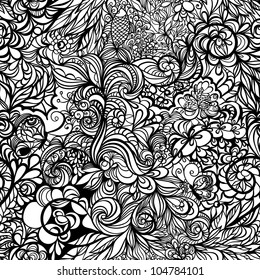 Abstract geometric zentangle Fantasy  floral seamless pattern for background or wrapping paper