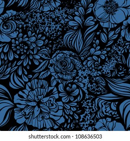 Abstract geometric zentangle Fantasy  floral seamless pattern.