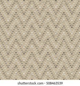 Abstract geometric zigzag seamless pattern in brown and white, vector.Modern graphic design