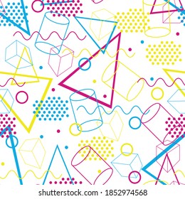 Abstract  geometrical 80s style seamless pattern