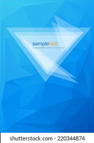 Abstract geometrical background with blue triangles and space for your message.