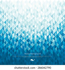 Abstract geometrical background with blue triangles and space in the center for your message