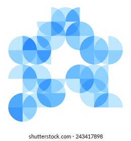 abstract geometrical background with bright blue circle segments and sectors. vector illustration