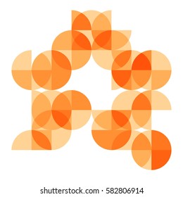abstract geometrical background with bright orange circle segments and sectors. vector illustration