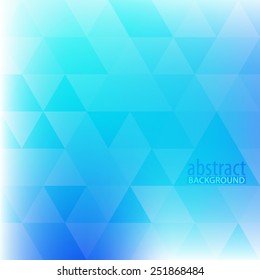 Abstract geometrical background with bright turquoise and blue triangles. Vector pattern
