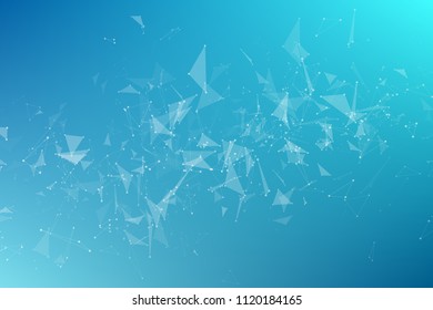 Abstract geometrical background from flying triangles. Connected triangles. Plexus. Backdrop for your design. Vector illustration. EPS 10