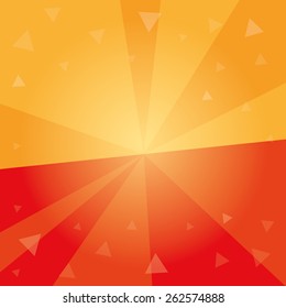 Abstract geometrical background. Halved sun burst background. Dynamic centered template with tiny transparent triangles. Vector graphic.