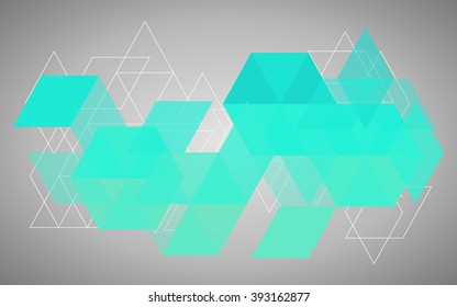 Abstract geometrical background made up with triangular shapes. Brochure, poster, design.