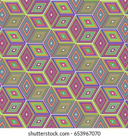 an abstract geometrical background with many psychedelic colored convex cubes. vector illustration