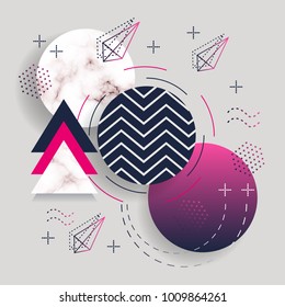 Abstract geometrical background with marble textures and vibrant color