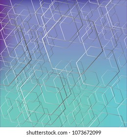 Abstract geometrical background in pastel violet, purple and blue colors. Dynamic pentagon design. Vector illustration eps10.