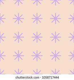 abstract geometrical background with pirple snowflakes. minimalistic pastel colors seamless pattern