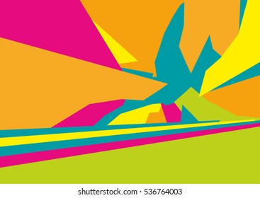 Abstract geometrical background in psychedelic colors. Fantastic cosmic landscape. 