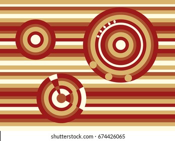 Abstract geometrical background with stripes and rings ornament. Fabric pattern.