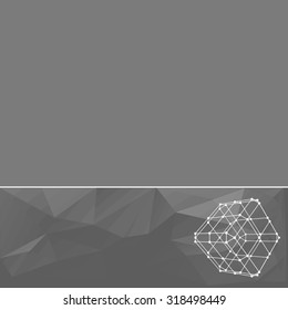 Abstract geometrical background. The template design booklet, brochure, banner, document. Cube of lines and dots. Cube of the lines connected to points.