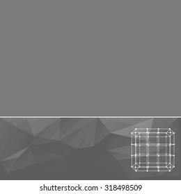Abstract geometrical background. The template design booklet, brochure, banner, document. Cube of lines and dots. Cube of the lines connected to points.