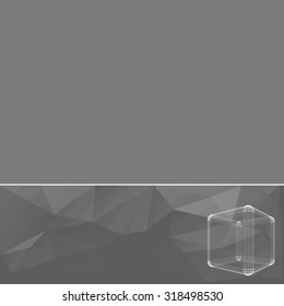Abstract geometrical background. The template design booklet, brochure, banner, document. Cube of lines and dots. Cube of the lines connected to points.