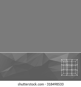 Abstract geometrical background. The template design booklet, brochure, banner, document. Cube of lines and dots. Cube of the lines connected to points.