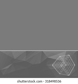 Abstract geometrical background. The template design booklet, brochure, banner, document. Cube of lines and dots. Cube of the lines connected to points.
