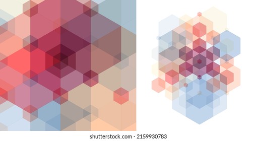 Abstract geometrical background. Transparent pattern of 3d cubes and hexagons. 3d vector illustration.