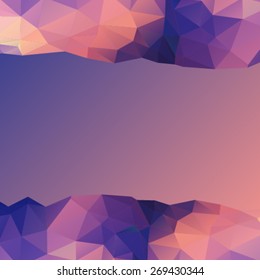 Abstract geometrical background with triangles in blue and pink colors