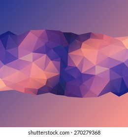 Abstract geometrical background with triangles in blue and pink colors
