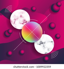 Abstract geometrical background. Vector illustrations with marble textures