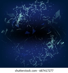 Abstract geometrical blue background.Connection structure. Elements connecting dots and line.